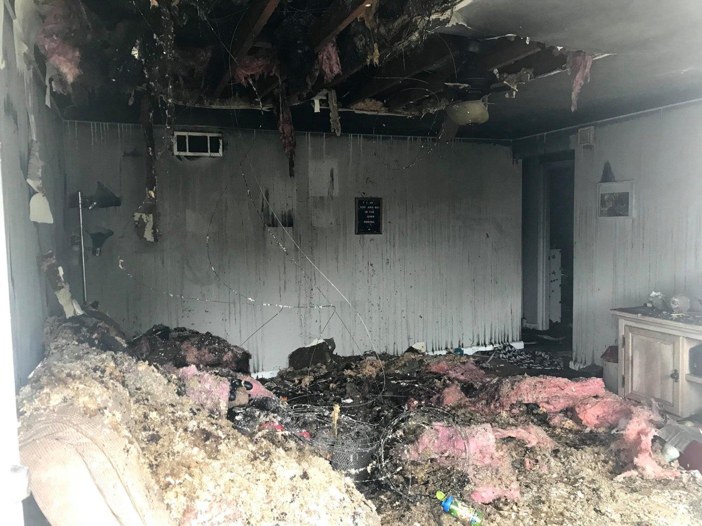 Fire-Damaged Home Interior: Before and After in St. Louis, MO — before