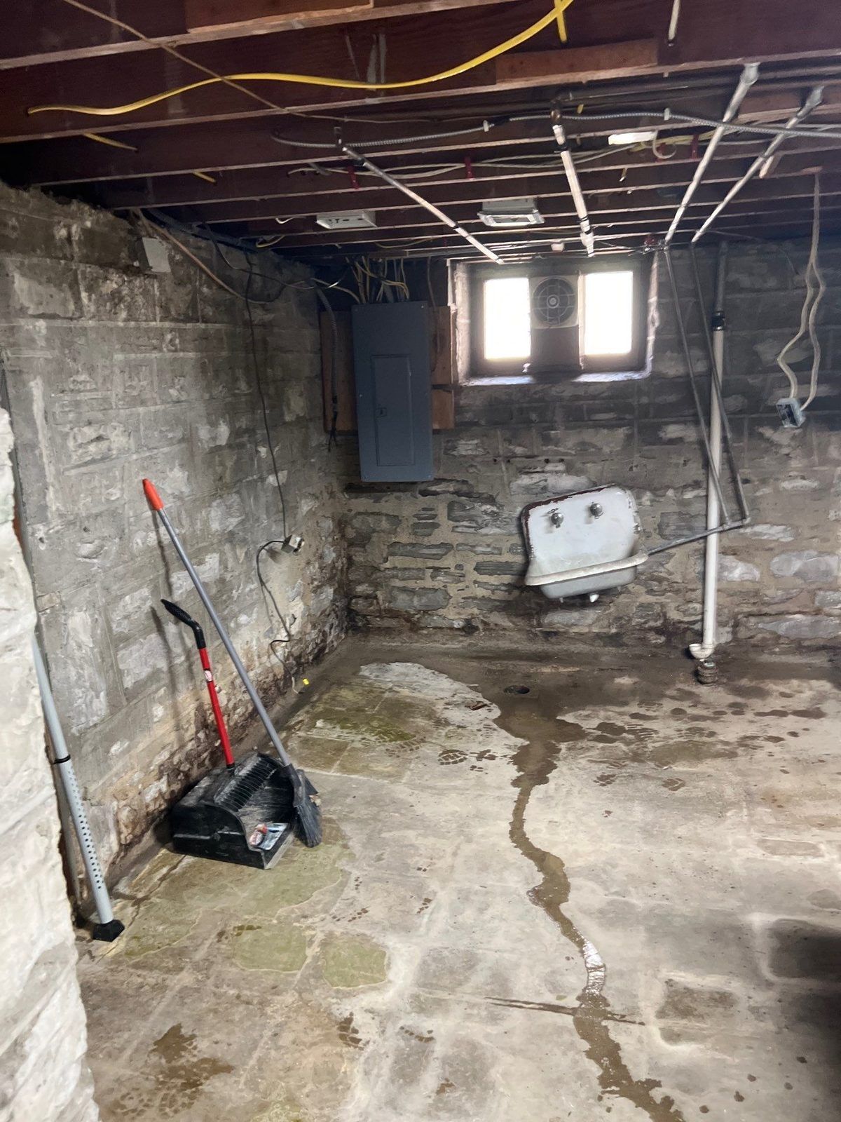 After: damaged wall panels removed