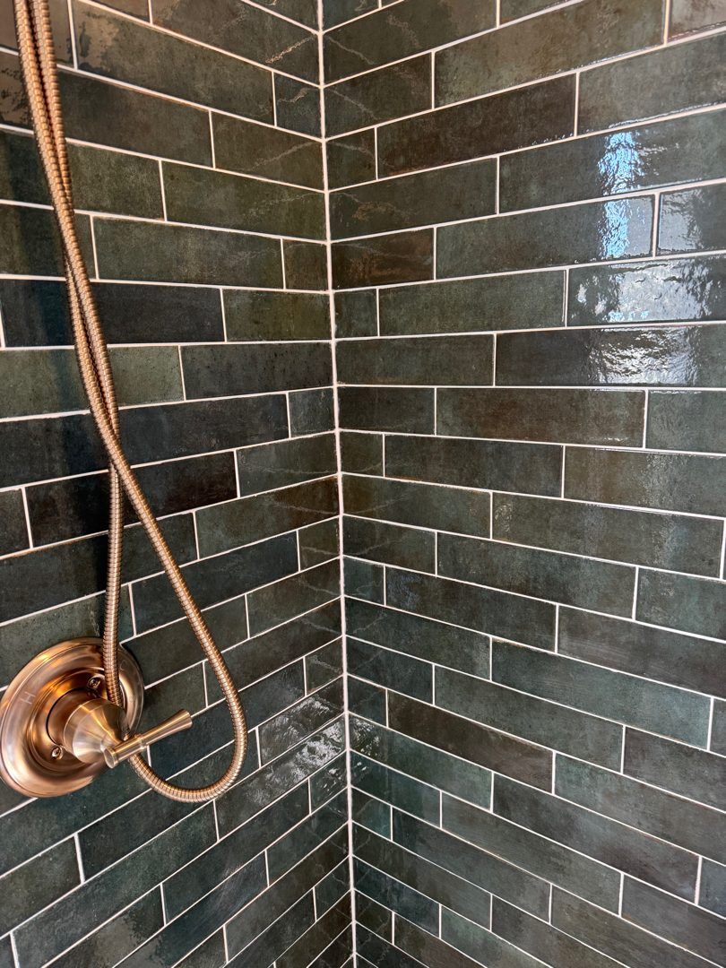 After: the new tiled shower