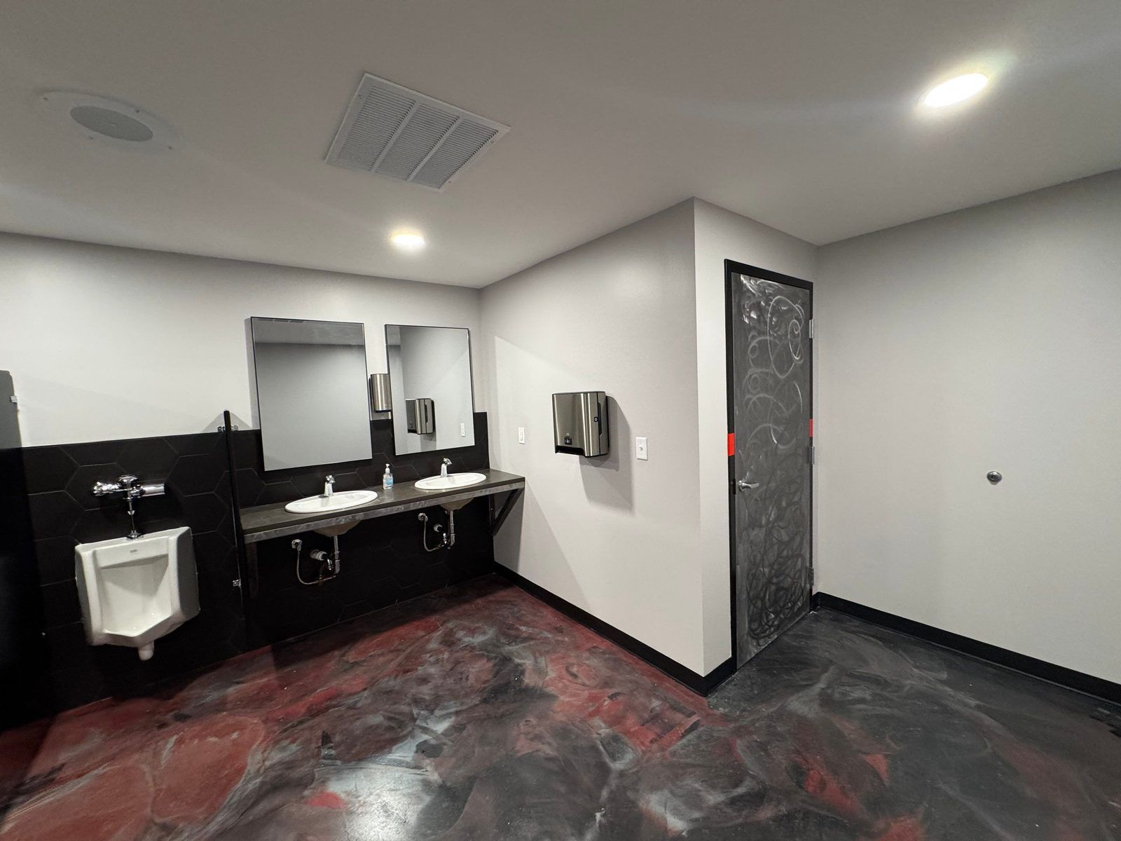 A finished commercial restroom