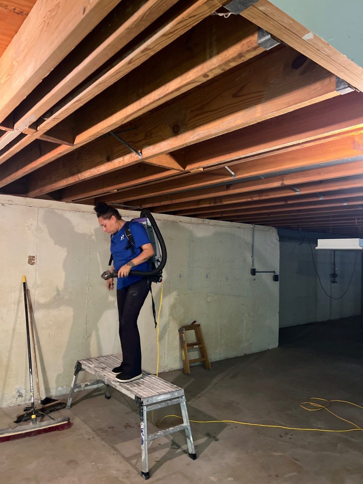 Cleaning ceiling joists